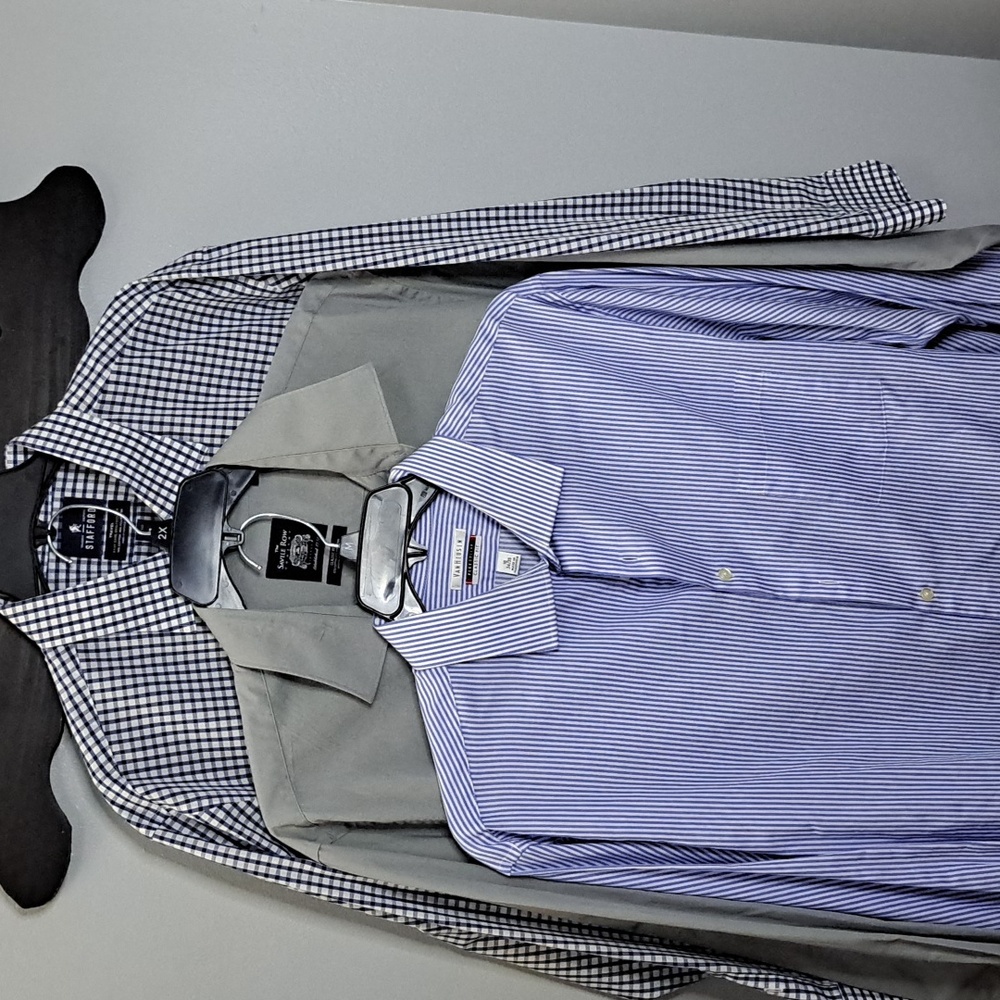 Saville Row, Stafford, Van Heusen Checkered and Striped Dress Shirts 18 Bundle